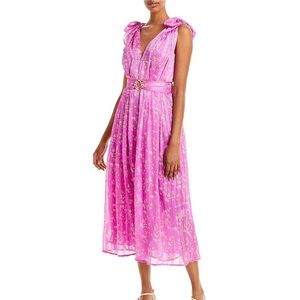 SABINA MUSAYEV- Pink floral midi dress